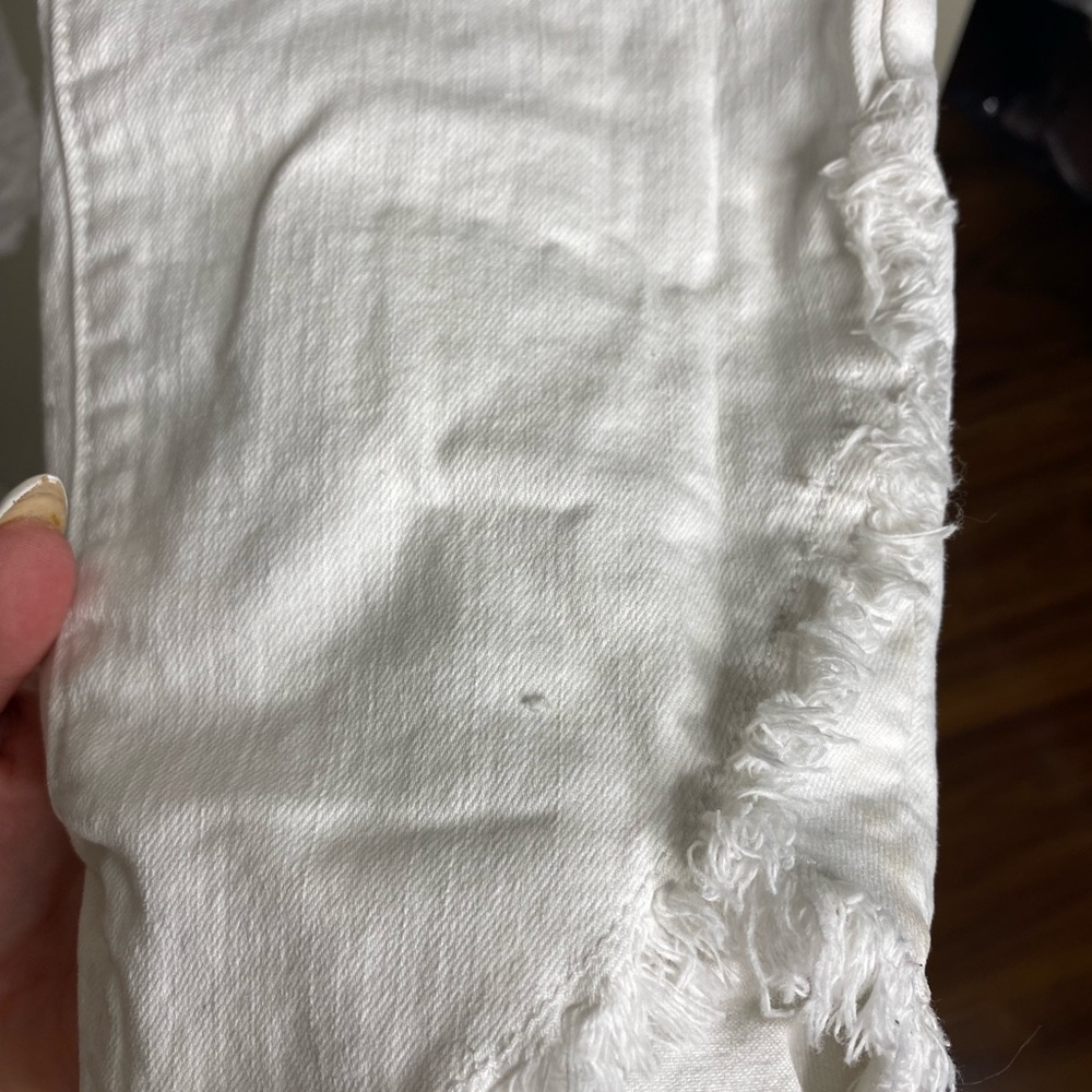Loft white jeans, unique frayed hem